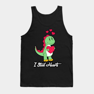 Kids I Steal Hearts Trex Dino Cute Baby Boy Valentines Day Tank Top